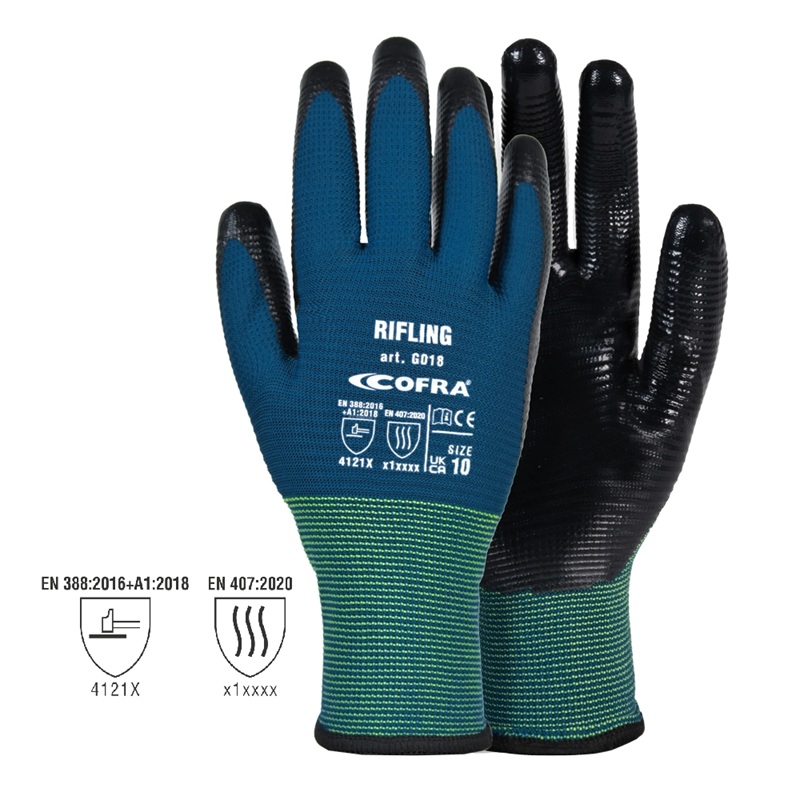 GUANTO RIFLING IN NITRILE 4121 COFRA NERO/OTTANIO